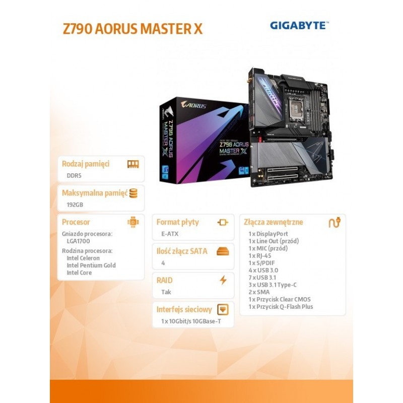 Płyta główna Z790 AORUS MASTER X s1700 4DDR5 USB/DP E-ATX 
