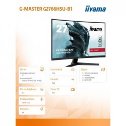 Monitor 27 cali G2766HSU-B1 VA,165HZ,1500R,1MS,DP,HDMIx2,USB,FreeSync 