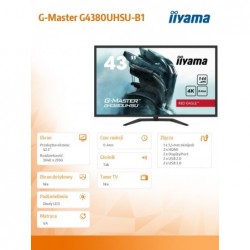 Monitor 43 cale G4380UHSU-B1 4K, VA, 2xHDMI, DP, 0,4ms, 550cd/m2, USB3.0 Monitor 43 cale G4380UHSU-B1 4K, VA, 2xHDMI, DP, 0,4ms, 550cd/m2, USB3.0
