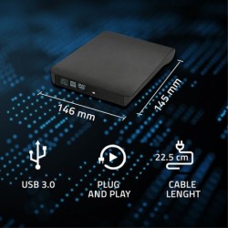 Obudowa/kieszeń na napęd optyczny CD/DVD SATA | USB3.0 | 9.5mm Obudowa/kieszeń na napęd optyczny CD/DVD SATA | USB3.0 | 9.5mm