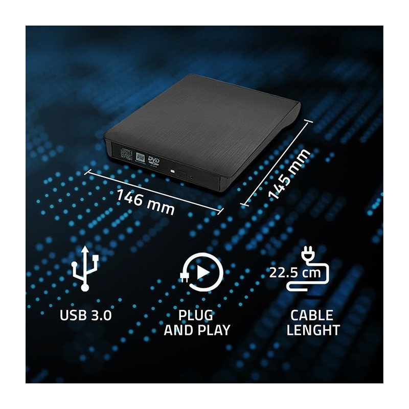 Obudowa/kieszeń na napęd optyczny CD/DVD SATA | USB3.0 | 9.5mm Obudowa/kieszeń na napęd optyczny CD/DVD SATA | USB3.0 | 9.5mm