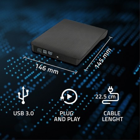 Obudowa/kieszeń na napęd optyczny CD/DVD SATA | USB3.0 | 9.5mm Obudowa/kieszeń na napęd optyczny CD/DVD SATA | USB3.0 | 9.5mm