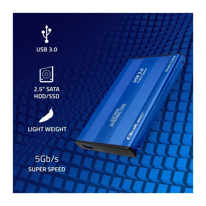 Obudowa na dysk HDD/SSD 2.5 cala SATA3 | USB 3.0 | Niebieska Obudowa na dysk HDD/SSD 2.5 cala SATA3 | USB 3.0 | Niebieska
