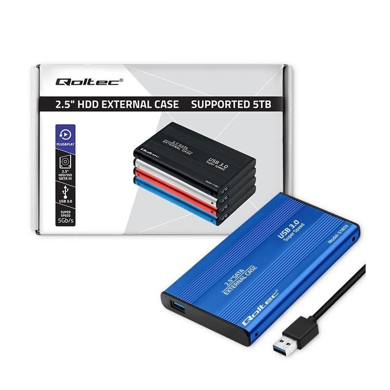 Obudowa na dysk HDD/SSD 2.5 cala SATA3 | USB 3.0 | Niebieska Obudowa na dysk HDD/SSD 2.5 cala SATA3 | USB 3.0 | Niebieska