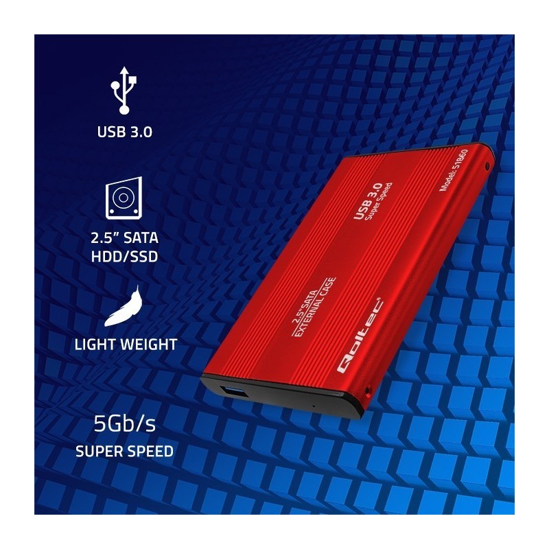Obudowa na dysk HDD/SSD 2.5 cala SATA3 | USB 3.0 | Czerwona Obudowa na dysk HDD/SSD 2.5 cala SATA3 | USB 3.0 | Czerwona