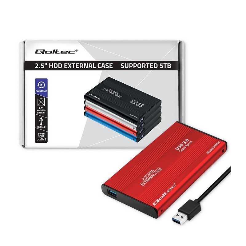 Obudowa na dysk HDD/SSD 2.5 cala SATA3 | USB 3.0 | Czerwona Obudowa na dysk HDD/SSD 2.5 cala SATA3 | USB 3.0 | Czerwona