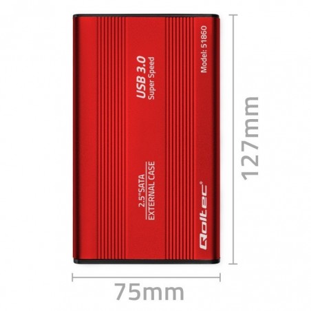 Obudowa na dysk HDD/SSD 2.5 cala SATA3 | USB 3.0 | Czerwona Obudowa na dysk HDD/SSD 2.5 cala SATA3 | USB 3.0 | Czerwona