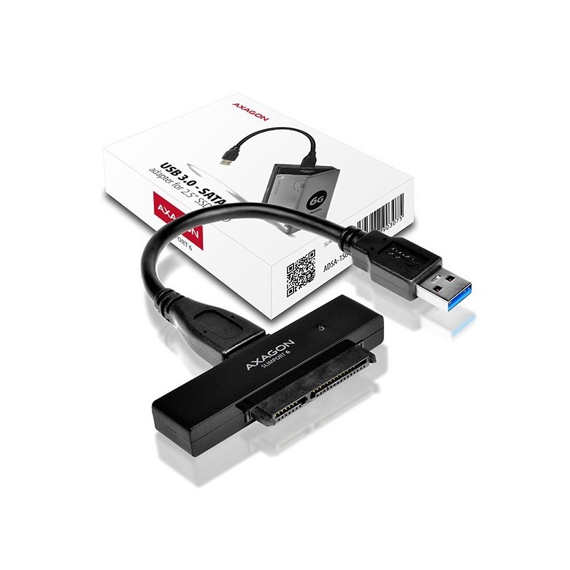 ADSA-1S6 Adapter USB 3.0 - SATA 6G do szybkiego przyłączenia 2.5" SSD/HDD, z pudełkiem