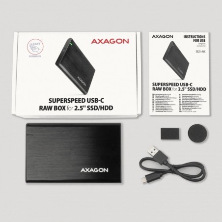 EE25-A6C Bezśrubowa aluminiowa obudowa zewnętrzna USB-C 3.2 Gen 1 - SATA 6G dla 2.5" SSD/HDD EE25-A6C Bezśrubowa aluminiowa obudowa zewnętrzna USB-C 3.2 Gen 1 - SATA 6G dla 2.5" SSD/HDD
