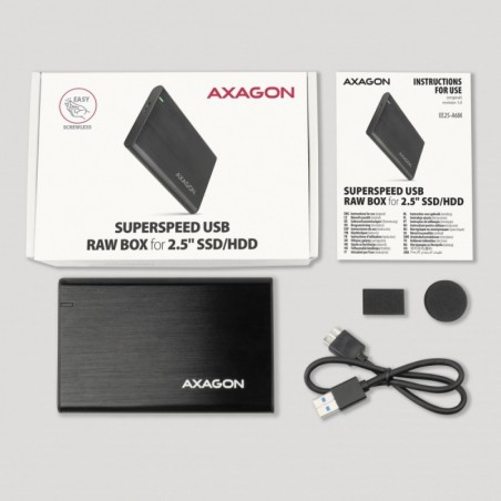 EE25-A6M Bezśrubowa aluminiowa obudowa zewnętrzna USB 3.2 Gen 1 - SATA 6G dla 2.5" SSD/HDD EE25-A6M Bezśrubowa aluminiowa obudowa zewnętrzna USB 3.2 Gen 1 - SATA 6G dla 2.5" SSD/HDD