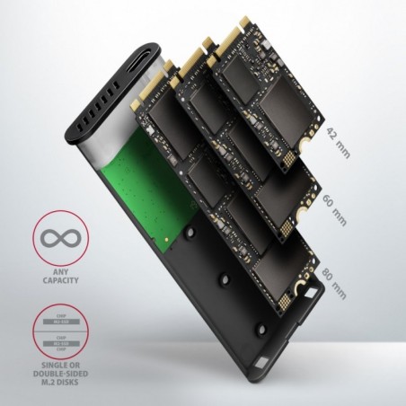 EEM2-SBC Obudowa zewnętrzna aluminiowa bezśrubowa USB-C 3.2 GEN 2 M.2 SATA SSD EEM2-SBC Obudowa zewnętrzna aluminiowa bezśrubowa USB-C 3.2 GEN 2 M.2 SATA SSD