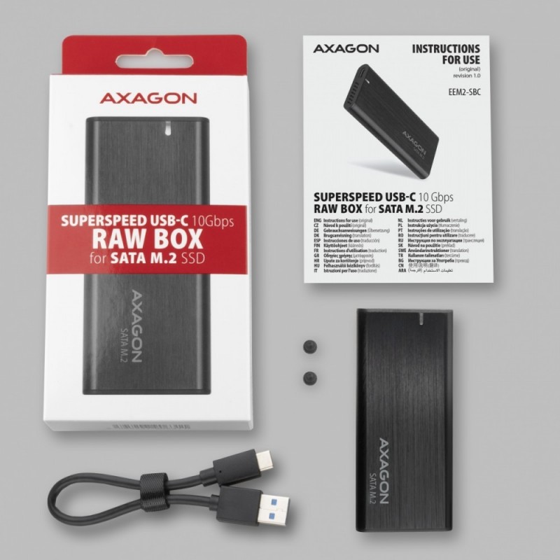 EEM2-SBC Obudowa zewnętrzna aluminiowa bezśrubowa USB-C 3.2 GEN 2 M.2 SATA SSD EEM2-SBC Obudowa zewnętrzna aluminiowa bezśrubowa USB-C 3.2 GEN 2 M.2 SATA SSD