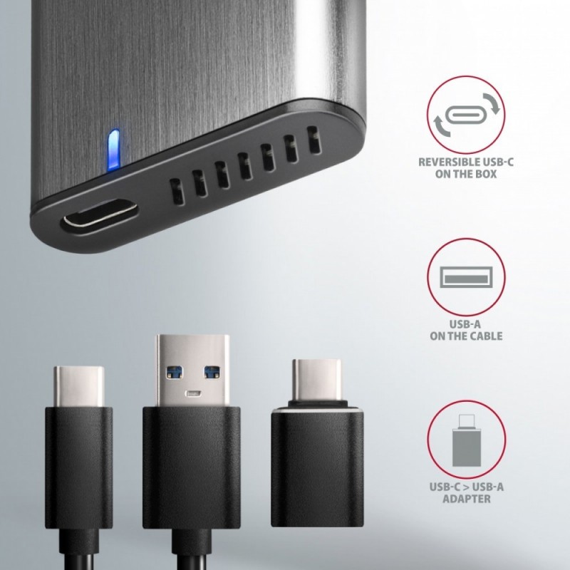 EEM2-SG2 Obudowa zewnętrzna aluminiowa bezśrubowa USB-C 3.2 Gen 2 M.2 NVMe & SATA SSD + USB-A - USB-C redukcja EEM2-SG2 Obudowa zewnętrzna aluminiowa bezśrubowa USB-C 3.2 Gen 2 M.2 NVMe & SATA SSD + USB-A - USB-C redukcja