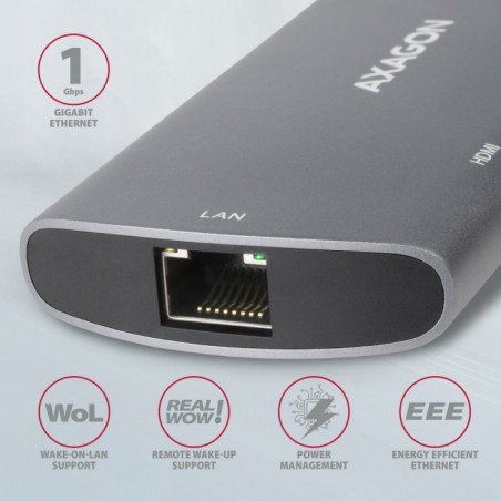 HMC-6M2 Wieloportowy hub USB-C 3.2 Gen 1, slot M.2 SATA + HDMI + GLAN + 2x USB-A + PD 100W HMC-6M2 Wieloportowy hub USB-C 3.2 Gen 1, slot M.2 SATA + HDMI + GLAN + 2x USB-A + PD 100W