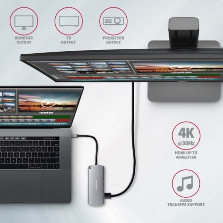 HMC-6M2 Wieloportowy hub USB-C 3.2 Gen 1, slot M.2 SATA + HDMI + GLAN + 2x USB-A + PD 100W HMC-6M2 Wieloportowy hub USB-C 3.2 Gen 1, slot M.2 SATA + HDMI + GLAN + 2x USB-A + PD 100W