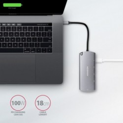 HMC-6M2 Wieloportowy hub USB-C 3.2 Gen 1, slot M.2 SATA + HDMI + GLAN + 2x USB-A + PD 100W HMC-6M2 Wieloportowy hub USB-C 3.2 Gen 1, slot M.2 SATA + HDMI + GLAN + 2x USB-A + PD 100W