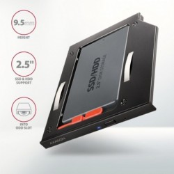 RSS-CD09 Ramka na 2,5" SSD-HDD do gniazda DVD, 9.5mm LED aluminium RSS-CD09 Ramka na 2,5" SSD-HDD do gniazda DVD, 9.5mm LED aluminium
