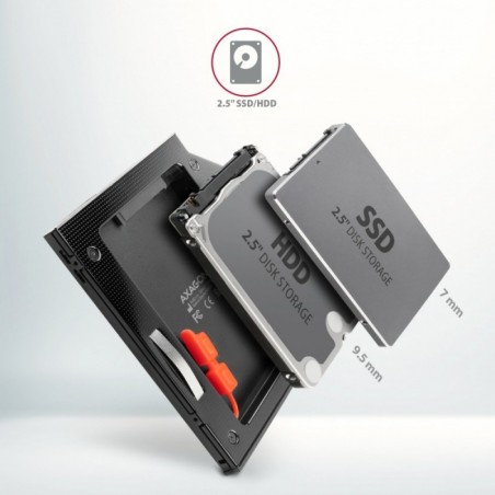 RSS-CD09 Ramka na 2,5" SSD-HDD do gniazda DVD, 9.5mm LED aluminium RSS-CD09 Ramka na 2,5" SSD-HDD do gniazda DVD, 9.5mm LED aluminium