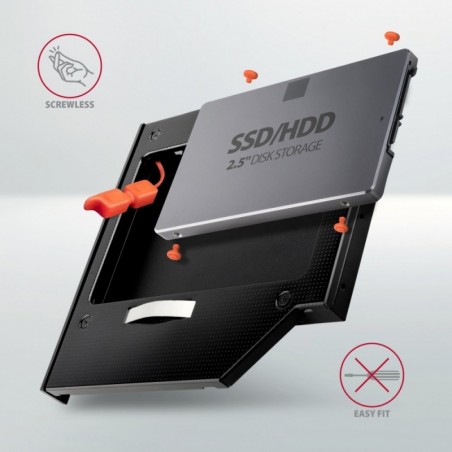 RSS-CD12 Ramka na 2,5" SSD-HDD do gniazda DVD, 12.7mm LED aluminium RSS-CD12 Ramka na 2,5" SSD-HDD do gniazda DVD, 12.7mm LED aluminium