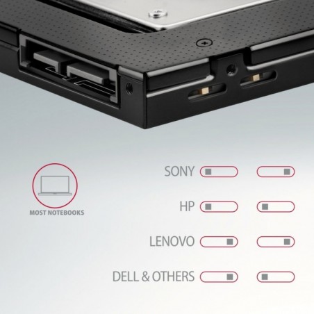 RSS-CD12 Ramka na 2,5" SSD-HDD do gniazda DVD, 12.7mm LED aluminium RSS-CD12 Ramka na 2,5" SSD-HDD do gniazda DVD, 12.7mm LED aluminium