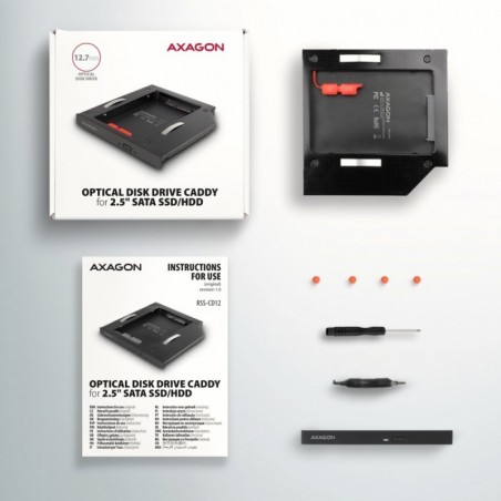 RSS-CD12 Ramka na 2,5" SSD-HDD do gniazda DVD, 12.7mm LED aluminium RSS-CD12 Ramka na 2,5" SSD-HDD do gniazda DVD, 12.7mm LED aluminium