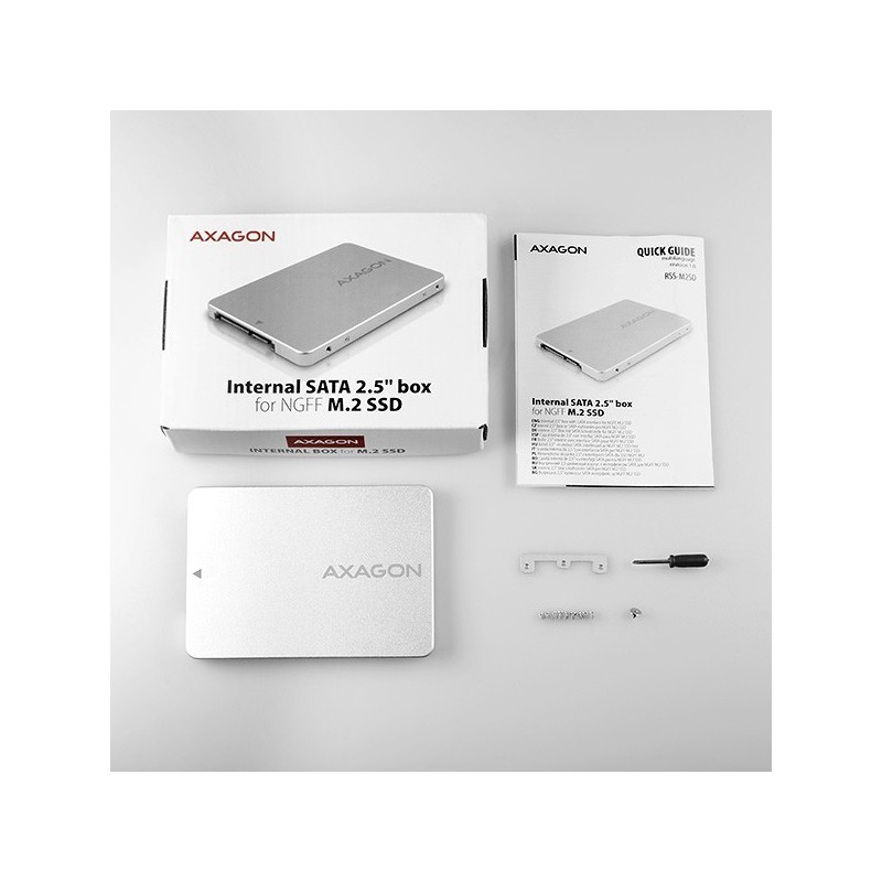 RSS-M2SD Wewnętrzna obudowa 2.5" z interfejsem SATA do dysków SSD M.2 SATA, srebrny RSS-M2SD Wewnętrzna obudowa 2.5" z interfejsem SATA do dysków SSD M.2 SATA, srebrny
