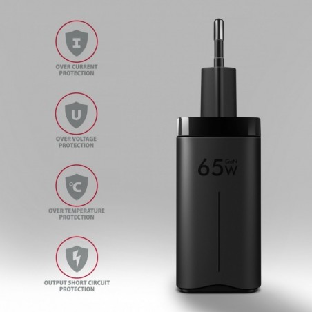 ACU-DPQ65 Ładowarka sieciowa, GaN 65W, 3x port (USB-A + dual USB-C), PD3.0/QC4+/PPS/Apple, czarna ACU-DPQ65 Ładowarka sieciowa, GaN 65W, 3x port (USB-A + dual USB-C), PD3.0/QC4+/PPS/Apple, czarna