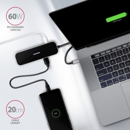 HMC-6GL Wieloportowy hub USB 6in1, 5Gbps, 3x USB-A, HDMI 4K/30Hz, GLAN, PD 100W, 20cm USB-C kabel HMC-6GL Wieloportowy hub USB 6in1, 5Gbps, 3x USB-A, HDMI 4K/30Hz, GLAN, PD 100W, 20cm USB-C kabel