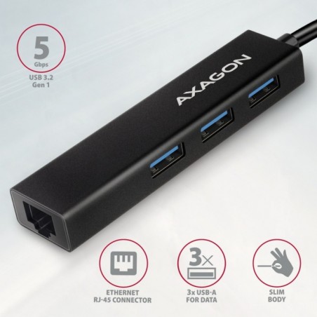 HMC-GL3A Wieloportowy hub USB 4in1, 5Gbps, 3x USB-A + GLAN, 20cm USB-C kabel HMC-GL3A Wieloportowy hub USB 4in1, 5Gbps, 3x USB-A + GLAN, 20cm USB-C kabel