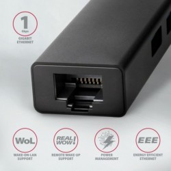 HMC-GL3A Wieloportowy hub USB 4in1, 5Gbps, 3x USB-A + GLAN, 20cm USB-C kabel HMC-GL3A Wieloportowy hub USB 4in1, 5Gbps, 3x USB-A + GLAN, 20cm USB-C kabel