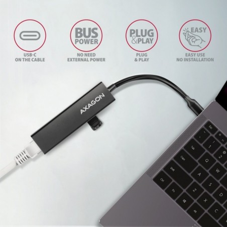HMC-GL3A Wieloportowy hub USB 4in1, 5Gbps, 3x USB-A + GLAN, 20cm USB-C kabel HMC-GL3A Wieloportowy hub USB 4in1, 5Gbps, 3x USB-A + GLAN, 20cm USB-C kabel