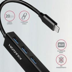 HMC-GL3A Wieloportowy hub USB 4in1, 5Gbps, 3x USB-A + GLAN, 20cm USB-C kabel HMC-GL3A Wieloportowy hub USB 4in1, 5Gbps, 3x USB-A + GLAN, 20cm USB-C kabel