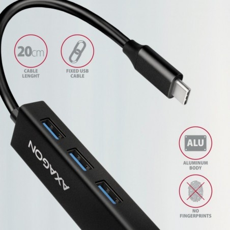 HMC-GL3A Wieloportowy hub USB 4in1, 5Gbps, 3x USB-A + GLAN, 20cm USB-C kabel HMC-GL3A Wieloportowy hub USB 4in1, 5Gbps, 3x USB-A + GLAN, 20cm USB-C kabel