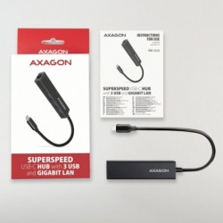 HMC-GL3A Wieloportowy hub USB 4in1, 5Gbps, 3x USB-A + GLAN, 20cm USB-C kabel HMC-GL3A Wieloportowy hub USB 4in1, 5Gbps, 3x USB-A + GLAN, 20cm USB-C kabel