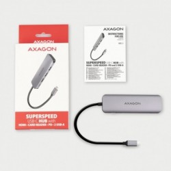 HMC-5 Wieloportowy hub USB 5in1, 5Gbps, 2x USB-A, HDMI 4K/30Hz, SD/microSD, PD 100W, 20cm USB-C kabel HMC-5 Wieloportowy hub USB 5in1, 5Gbps, 2x USB-A, HDMI 4K/30Hz, SD/microSD, PD 100W, 20cm USB-C kabel
