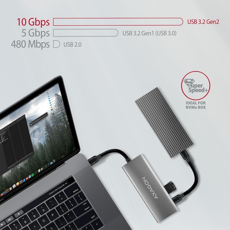 HMC-5G2 Wieloportowy hub USB 5in1, 10Gbps, 2x USB-A + 2x USB-C + HDMI 4K/60Hz, PD 100W, 13cm USB-C kabel HMC-5G2 Wieloportowy hub USB 5in1, 10Gbps, 2x USB-A + 2x USB-C + HDMI 4K/60Hz, PD 100W, 13cm USB-C kabel