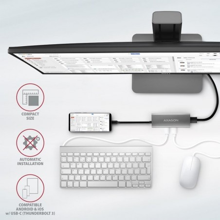 HMC-5G2 Wieloportowy hub USB 5in1, 10Gbps, 2x USB-A + 2x USB-C + HDMI 4K/60Hz, PD 100W, 13cm USB-C kabel HMC-5G2 Wieloportowy hub USB 5in1, 10Gbps, 2x USB-A + 2x USB-C + HDMI 4K/60Hz, PD 100W, 13cm USB-C kabel