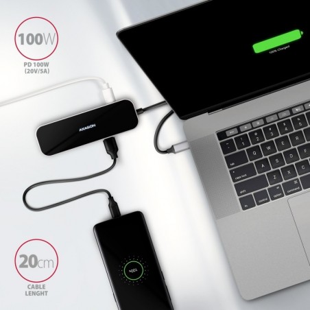 HMC-6H4A Wieloportowy hub 4x USB-A + HDMI, USB-C 3.2 Gen 1, PD 100W, 20cm USB-C kabel HMC-6H4A Wieloportowy hub 4x USB-A + HDMI, USB-C 3.2 Gen 1, PD 100W, 20cm USB-C kabel