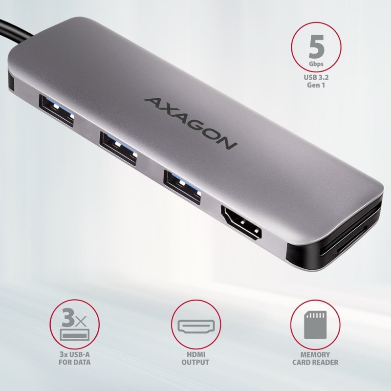 HMC-HCR3A Wieloportowy hub 3x USB-A + HDMI + SD/microSD, USB-C 3.2 Gen1, 20cm USB-C kabel HMC-HCR3A Wieloportowy hub 3x USB-A + HDMI + SD/microSD, USB-C 3.2 Gen1, 20cm USB-C kabel