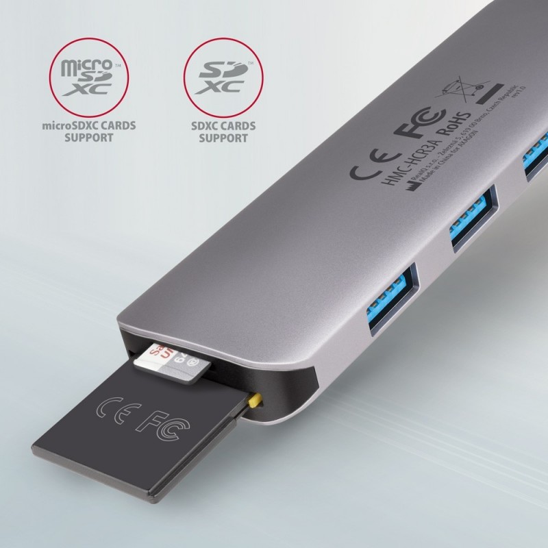HMC-HCR3A Wieloportowy hub 3x USB-A + HDMI + SD/microSD, USB-C 3.2 Gen1, 20cm USB-C kabel HMC-HCR3A Wieloportowy hub 3x USB-A + HDMI + SD/microSD, USB-C 3.2 Gen1, 20cm USB-C kabel