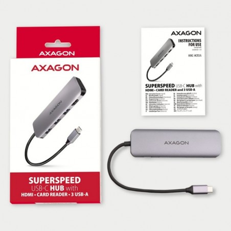 HMC-HCR3A Wieloportowy hub 3x USB-A + HDMI + SD/microSD, USB-C 3.2 Gen1, 20cm USB-C kabel HMC-HCR3A Wieloportowy hub 3x USB-A + HDMI + SD/microSD, USB-C 3.2 Gen1, 20cm USB-C kabel
