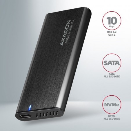 EEM2-SB2 Obudowa zewnętrzna aluminiowa bezśrubowa USB-C 3.2 Gen 2 - M.2 NVMe / SATA SSD 30-80mm ALU pudełko czarne + USB-A - EEM2-SB2 Obudowa zewnętrzna aluminiowa bezśrubowa USB-C 3.2 Gen 2 - M.2 NVMe / SATA SSD 30-80mm ALU pudełko czarne + USB-A -