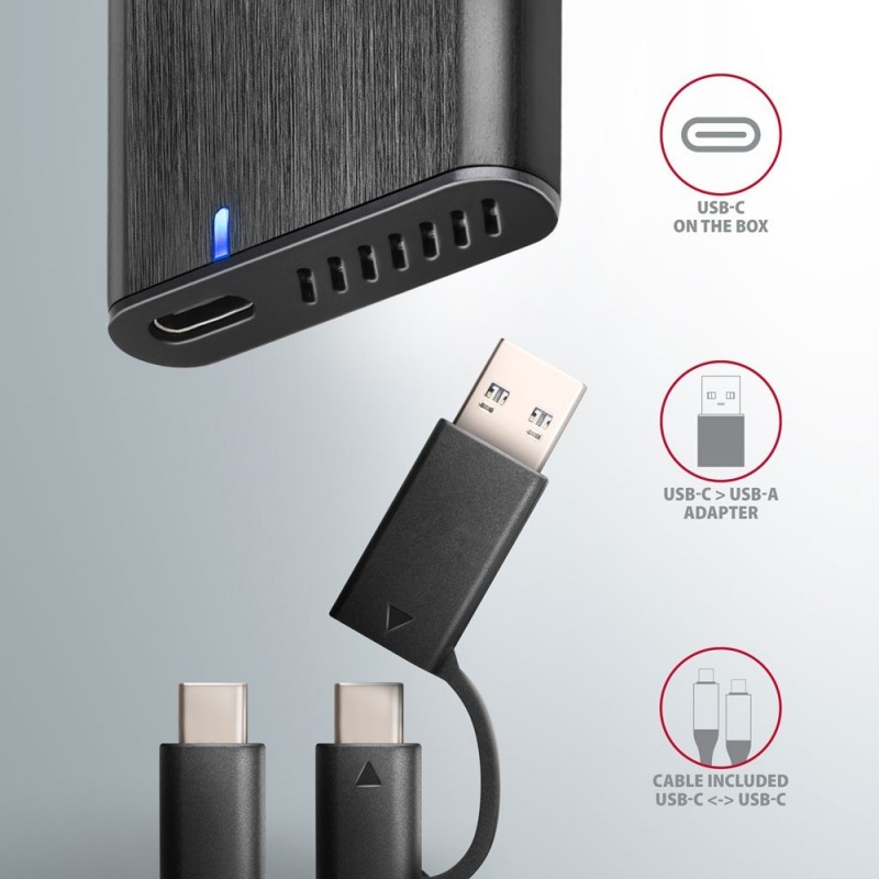 EEM2-SB2 Obudowa zewnętrzna aluminiowa bezśrubowa USB-C 3.2 Gen 2 - M.2 NVMe / SATA SSD 30-80mm ALU pudełko czarne + USB-A - EEM2-SB2 Obudowa zewnętrzna aluminiowa bezśrubowa USB-C 3.2 Gen 2 - M.2 NVMe / SATA SSD 30-80mm ALU pudełko czarne + USB-A -