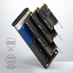 EEM2-SB2 Obudowa zewnętrzna aluminiowa bezśrubowa USB-C 3.2 Gen 2 - M.2 NVMe / SATA SSD 30-80mm ALU pudełko czarne + USB-A - EEM2-SB2 Obudowa zewnętrzna aluminiowa bezśrubowa USB-C 3.2 Gen 2 - M.2 NVMe / SATA SSD 30-80mm ALU pudełko czarne + USB-A -
