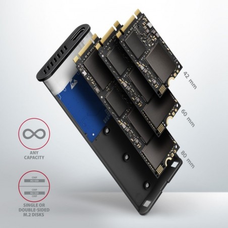 EEM2-SB2 Obudowa zewnętrzna aluminiowa bezśrubowa USB-C 3.2 Gen 2 - M.2 NVMe / SATA SSD 30-80mm ALU pudełko czarne + USB-A - EEM2-SB2 Obudowa zewnętrzna aluminiowa bezśrubowa USB-C 3.2 Gen 2 - M.2 NVMe / SATA SSD 30-80mm ALU pudełko czarne + USB-A -