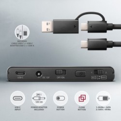 ADSA-CC Adapter USB-C 10Gbps NVMe M.2 2.5/3.5 SSD&HDD Clone Master 2 ADSA-CC Adapter USB-C 10Gbps NVMe M.2 2.5/3.5 SSD&HDD Clone Master 2