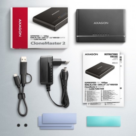 ADSA-CC Adapter USB-C 10Gbps NVMe M.2 2.5/3.5 SSD&HDD Clone Master 2 ADSA-CC Adapter USB-C 10Gbps NVMe M.2 2.5/3.5 SSD&HDD Clone Master 2