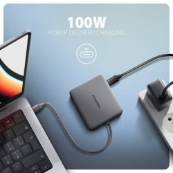HMC-5HL Wieloportowy hub USB 5in1, 5Gbps, 2x USB-A, HDMI 4K/60Hz, GLAN, PD 100W, 15cm USB-C kabel HMC-5HL Wieloportowy hub USB 5in1, 5Gbps, 2x USB-A, HDMI 4K/60Hz, GLAN, PD 100W, 15cm USB-C kabel