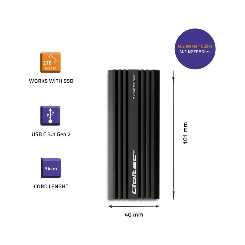 Obudowa | kieszeń NV2270 na dysk M.2 SSD | SATA | NVMe | USB-C | 2TB 