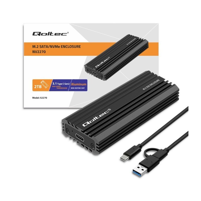 Obudowa | kieszeń NV2270 na dysk M.2 SSD | SATA | NVMe | USB-C | 2TB 